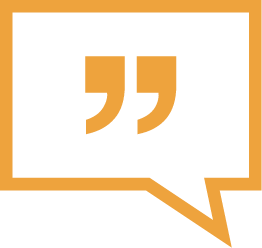 Quotation marks in a speech bubble icon